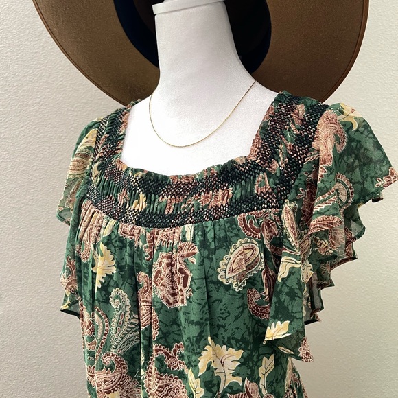 NWT - Jodifl Green boho paisley Garden Party Dress - Picture 5 of 14